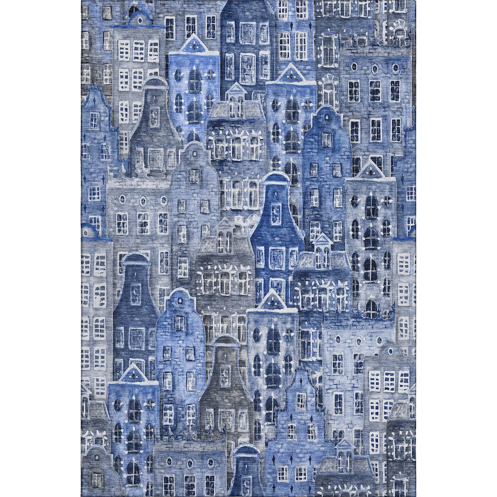 Premium Machine Washable Mayfield  Blue 8' x 10' Rug