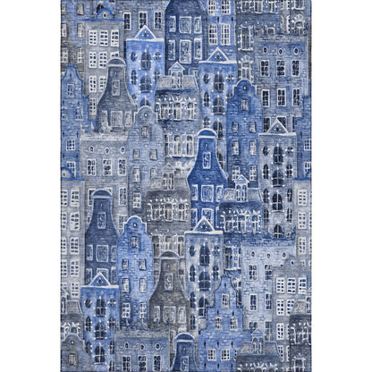 Premium Machine Washable Mayfield  Blue 8' x 10' Rug