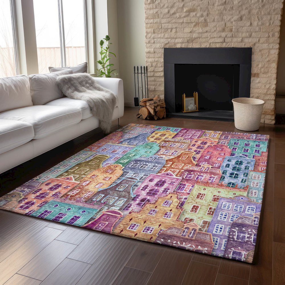 Premium Machine Washable Mayfield  Red 8' x 10' Rug