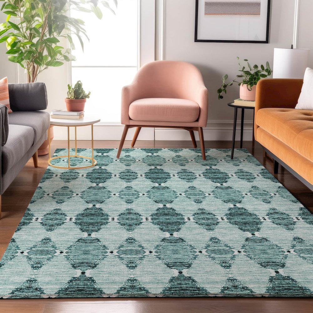 Premium Machine Washable Mayfield  Teal 8' x 10' Rug