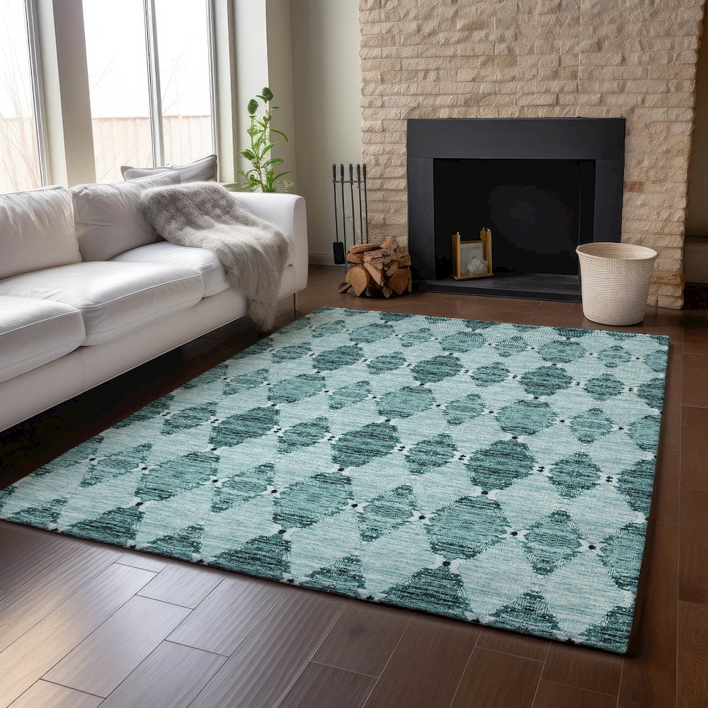 Premium Machine Washable Mayfield  Teal 8' x 10' Rug