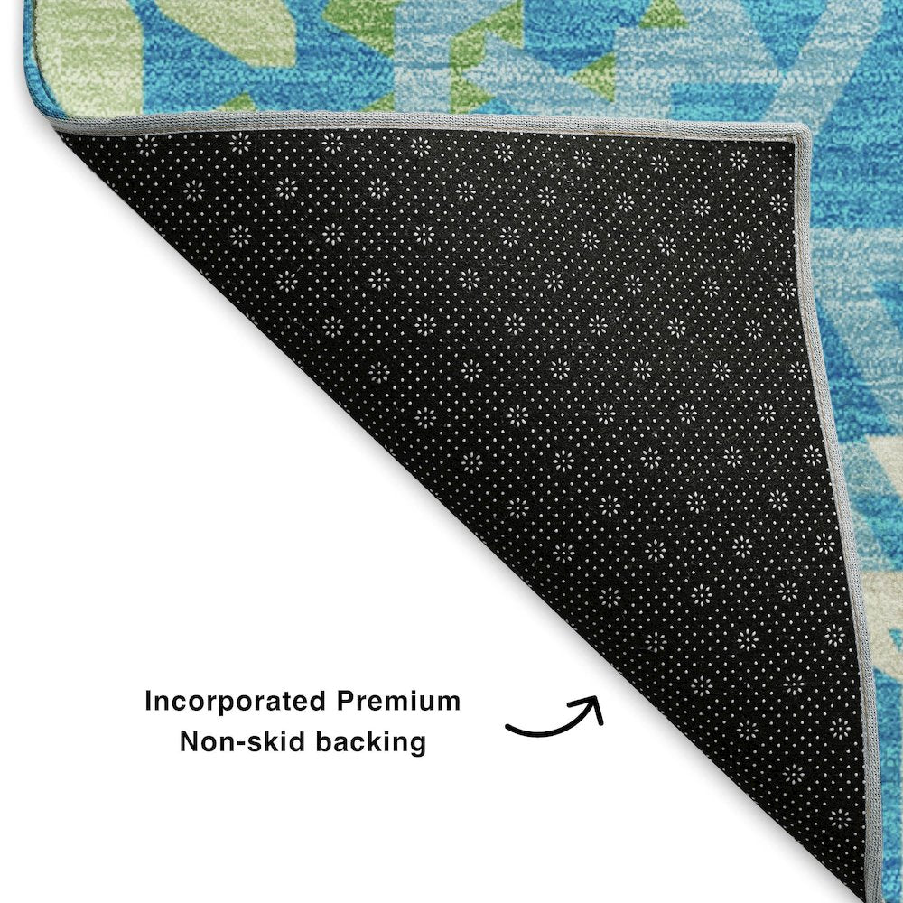 Premium Machine Washable Mayfield  Blue 3' x 5' Rug