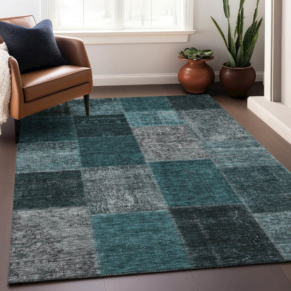 Premium Machine Washable Mayfield AMF663 Teal 8' x 10' Rug