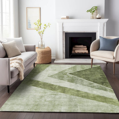 Premium Machine Washable Mayfield AMF671 Olive 8' x 10' Rug