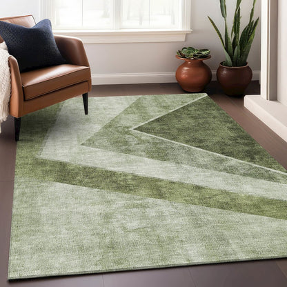 Premium Machine Washable Mayfield AMF671 Olive 8' x 10' Rug