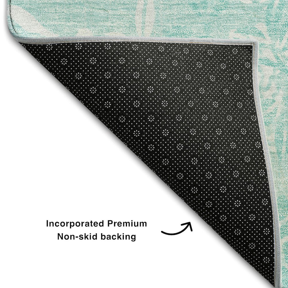 Premium Machine Washable Mayfield AMF673 Teal 3' x 5' Rug