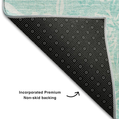 Premium Machine Washable Mayfield AMF673 Teal 3' x 5' Rug