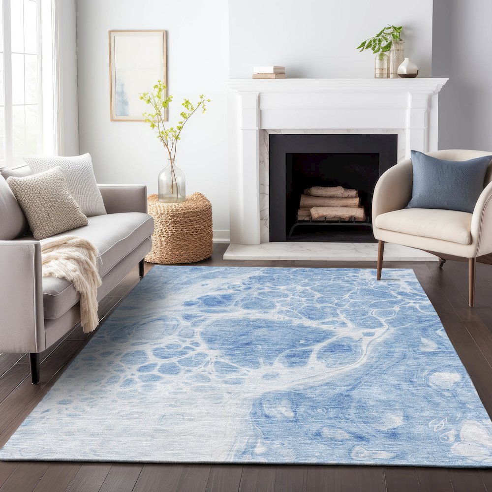 Premium Machine Washable Mayfield AMF682 Sky 8' x 10' Rug