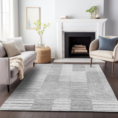 Premium Machine Washable Mayfield AMF686 Silver 8' x 10' Rug