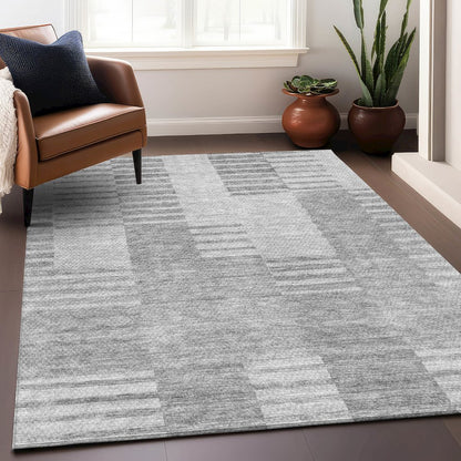 Premium Machine Washable Mayfield AMF686 Silver 8' x 10' Rug