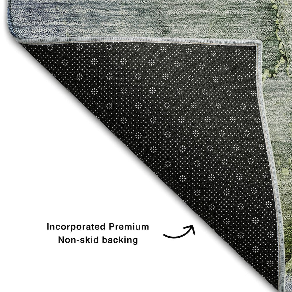 Premium Machine Washable Mayfield AMF689 Olive 3' x 5' Rug