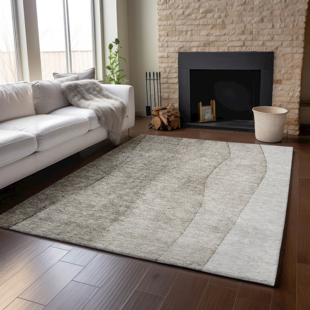 Premium Machine Washable Mayfield AMF690 Taupe 8' x 10' Rug