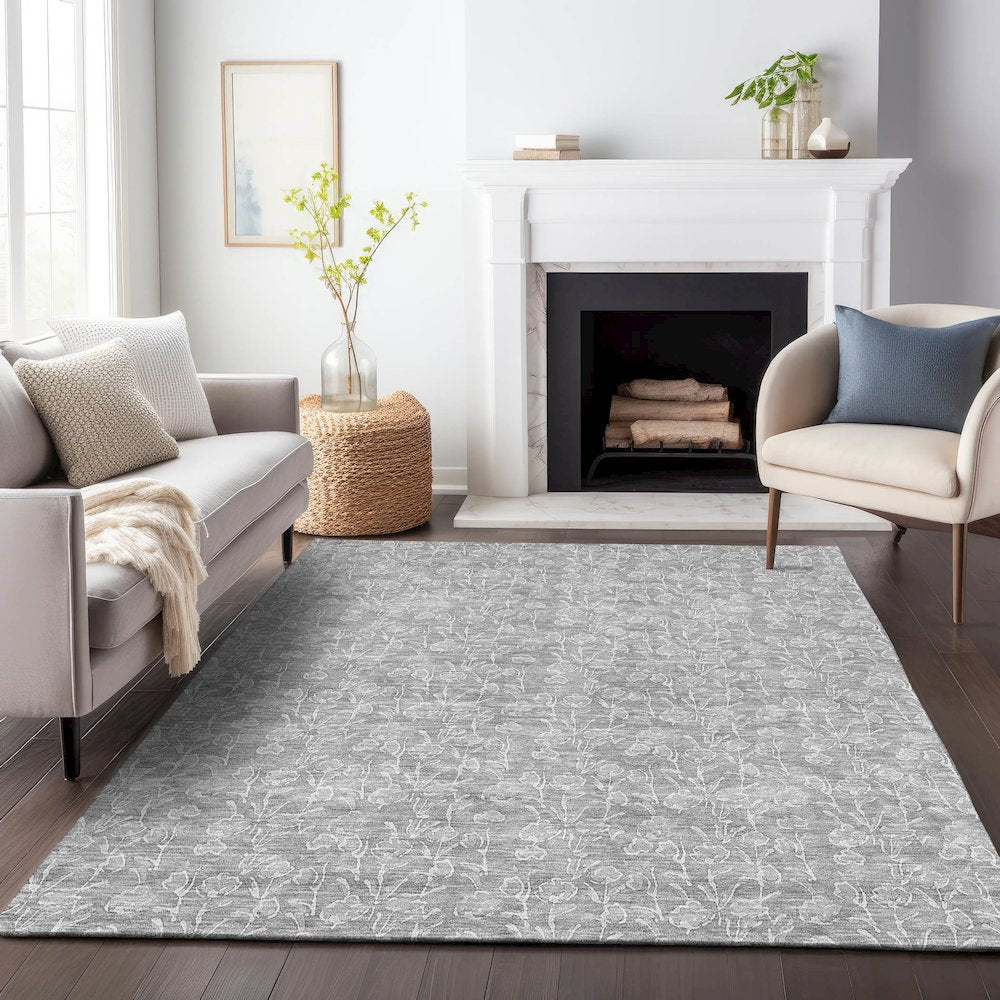 Premium Machine Washable Mayfield AMF691 Silver 8' x 10' Rug