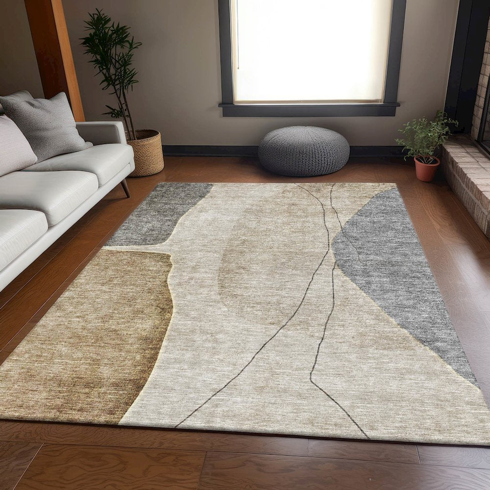 Premium Machine Washable Mayfield AMF696 Taupe 8' x 10' Rug