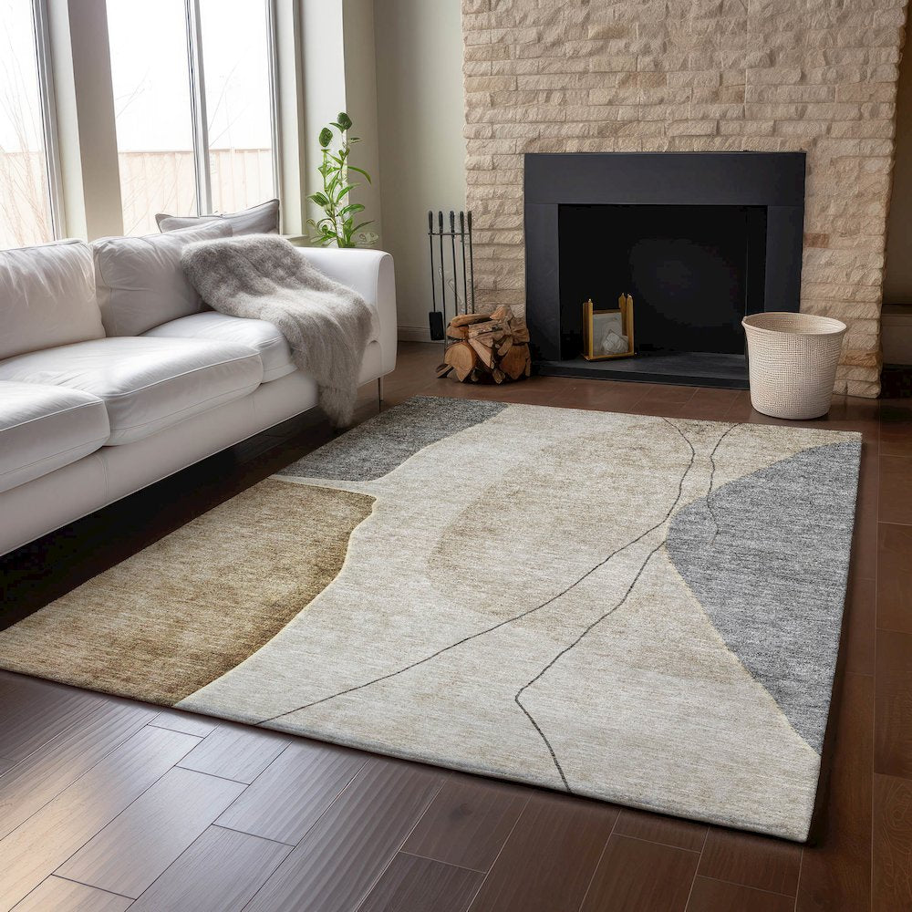 Premium Machine Washable Mayfield AMF696 Taupe 8' x 10' Rug