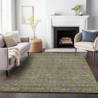 Premium Machine Washable Mayfield AMF702 Olive 8' x 10' Rug