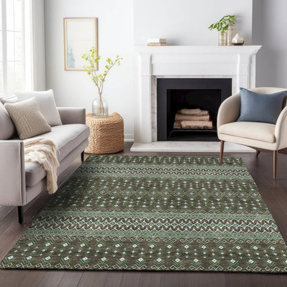 Premium Machine Washable Mayfield AMF708 Brown 8' x 10' Rug