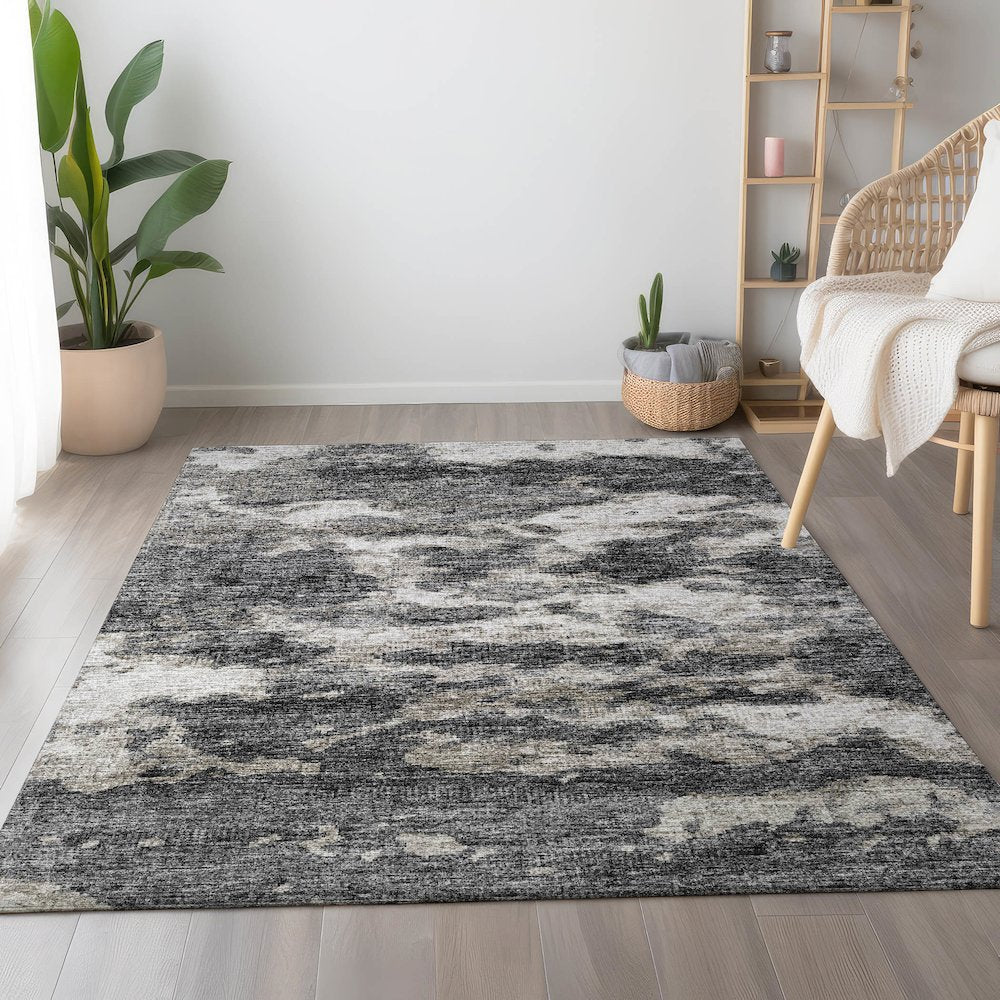 Premium Machine Washable Mayfield  Black 8' x 10' Rug