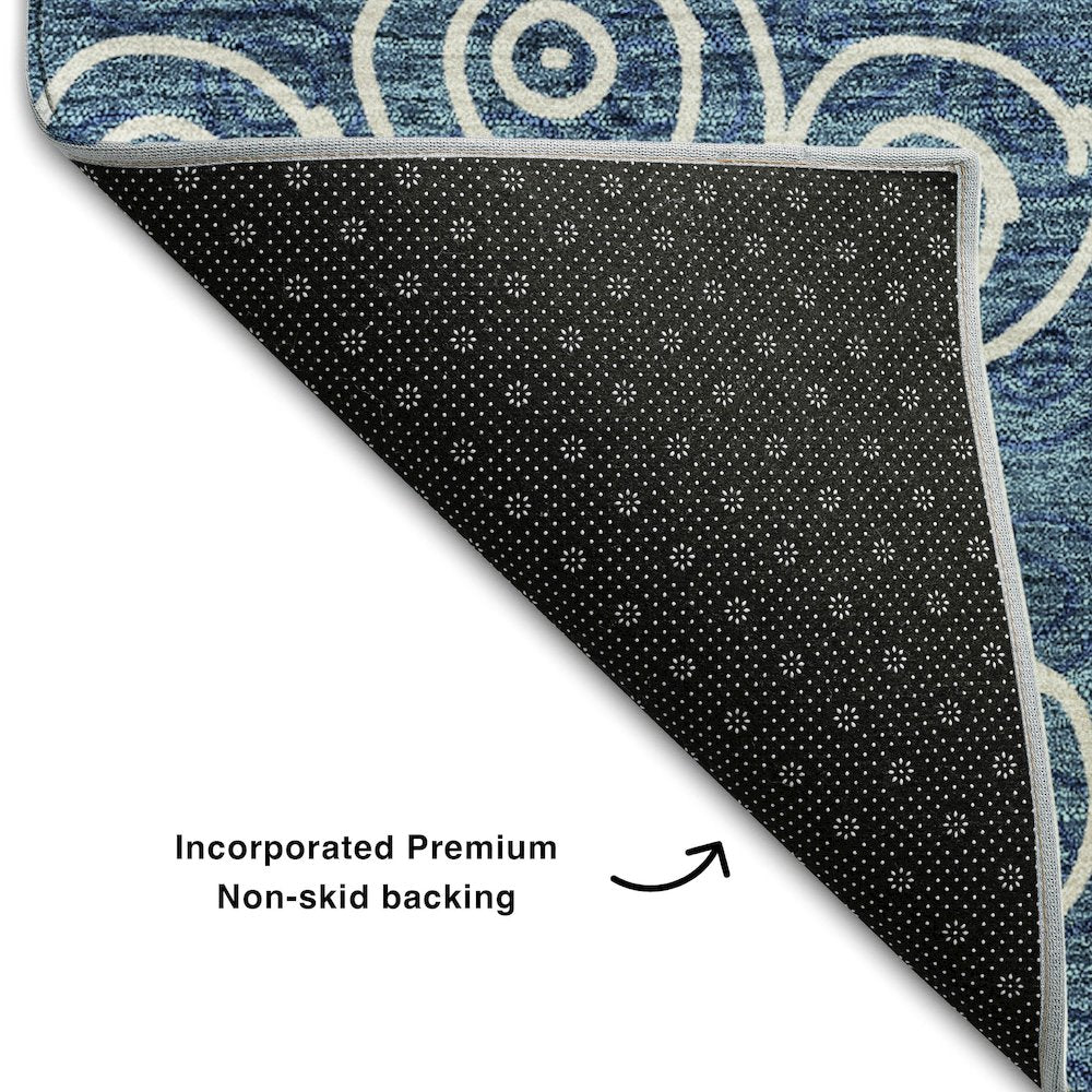 Premium Machine Washable Mayfield AMF728 Blue 3' x 5' Rug