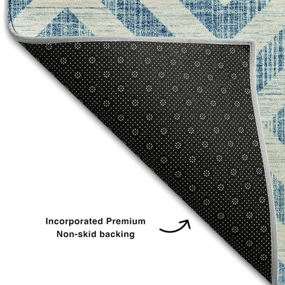 Premium Machine Washable Mayfield AMF733 Teal 3' x 5' Rug