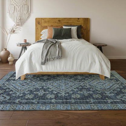 Premium Machine Washable Mayfield  Blue 8' x 10' Rug