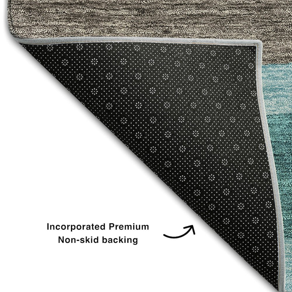 Premium Machine Washable Mayfield AMF740 Teal 3' x 5' Rug