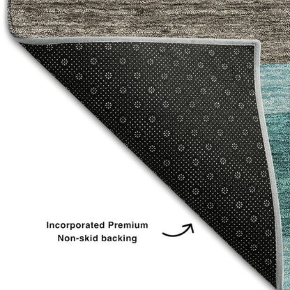 Premium Machine Washable Mayfield AMF740 Teal 3' x 5' Rug