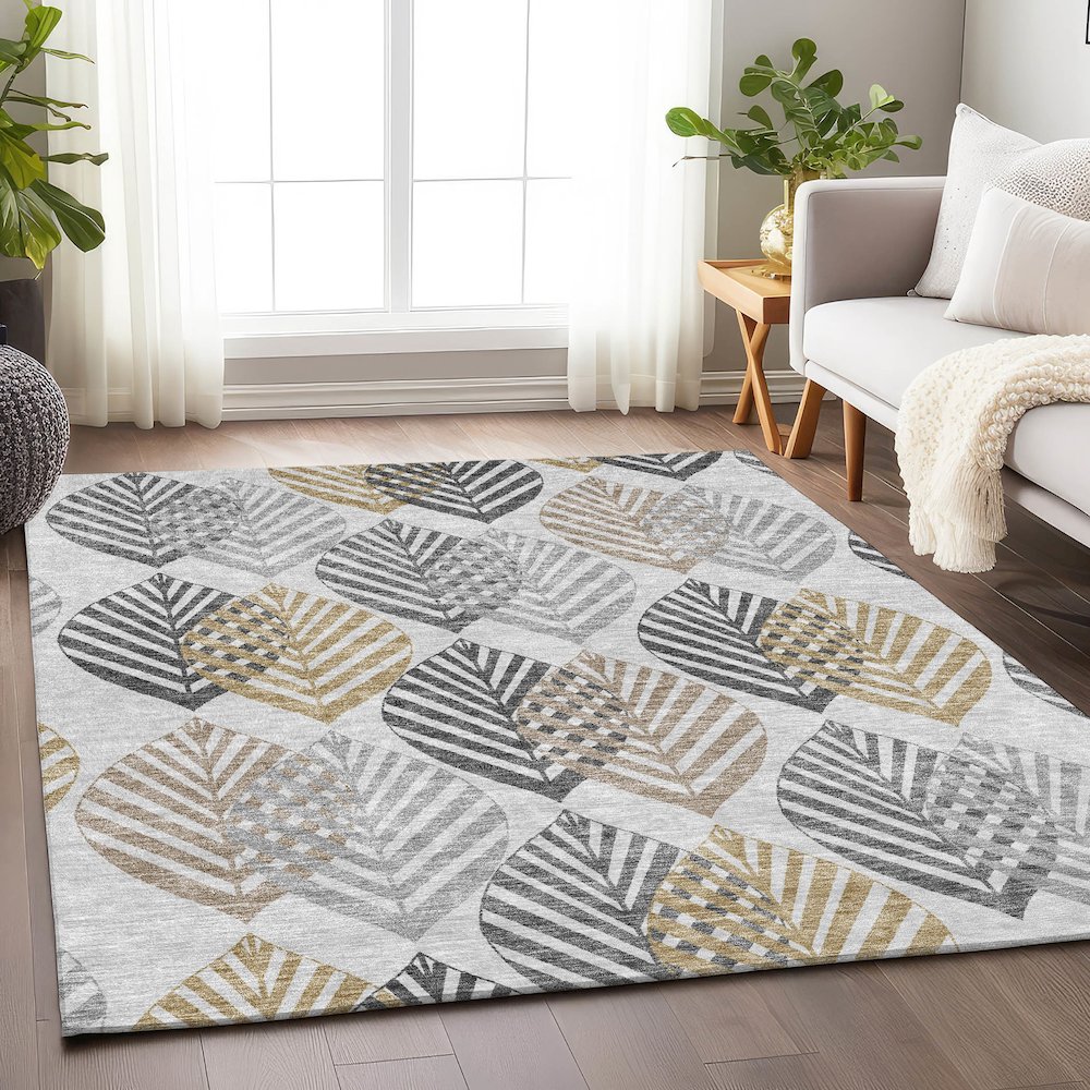 Premium Machine Washable Mayfield AMF744 Silver 8' x 10' Rug