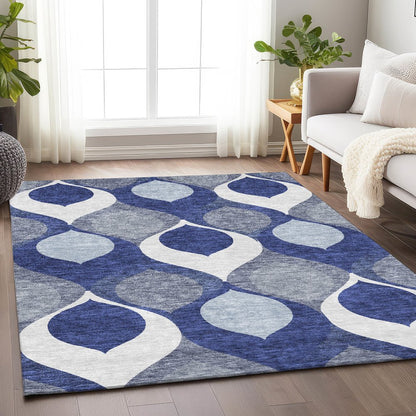 Premium Machine Washable Mayfield AMF749 Navy 8' x 10' Rug