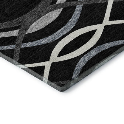 Premium Machine Washable Mayfield AMF757 Black 3' x 5' Rug