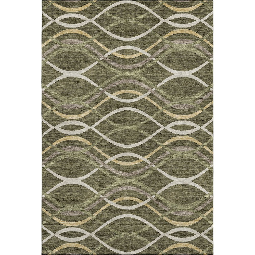 Premium Machine Washable Mayfield AMF757 Olive 8' x 10' Rug