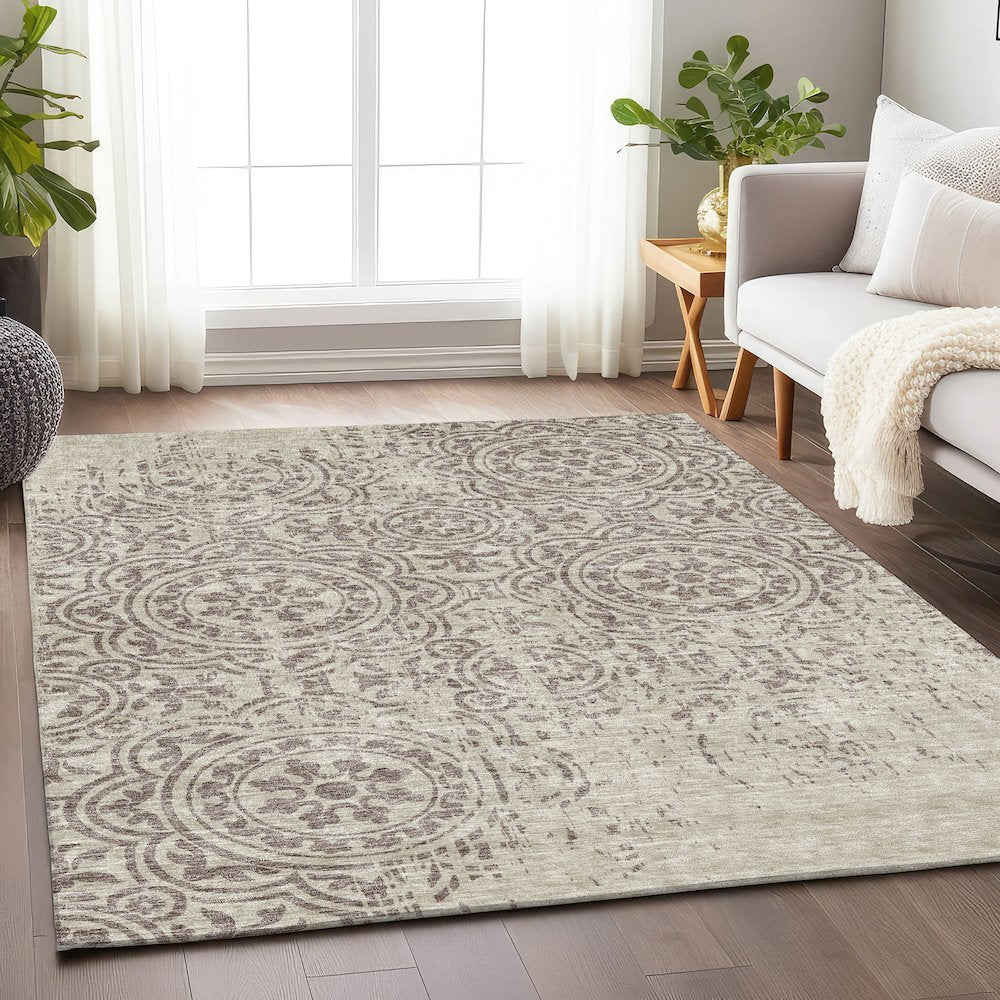 Premium Machine Washable Mayfield AMF758 Taupe 8' x 10' Rug