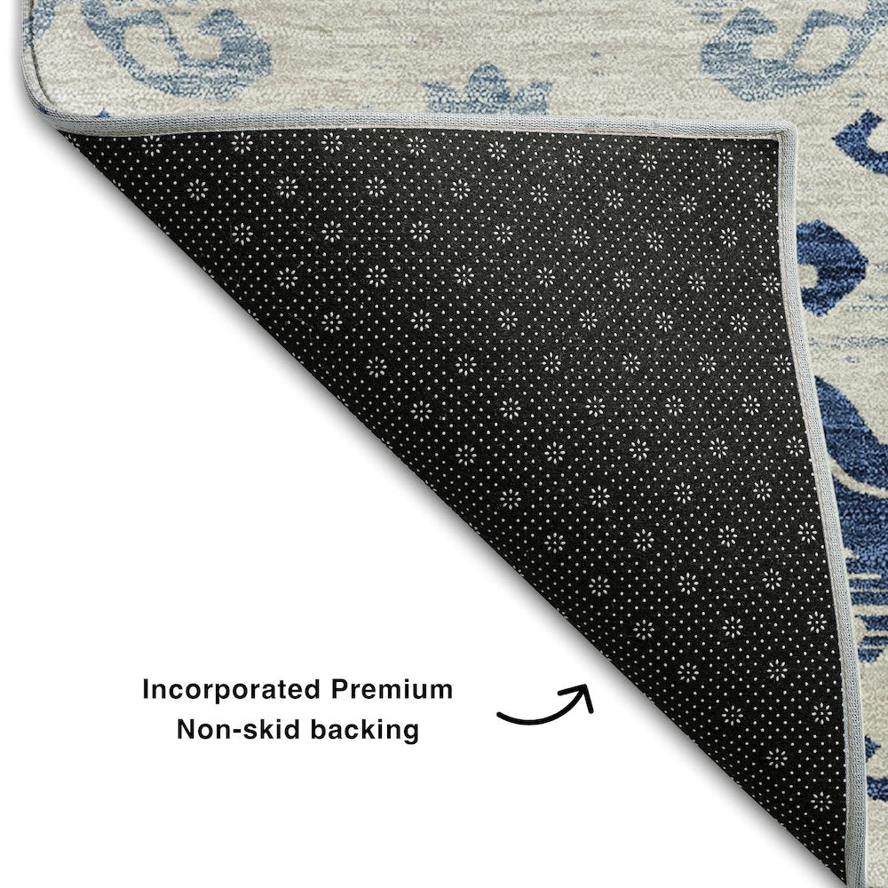 Premium Machine Washable Mayfield AMF759 Navy 3' x 5' Rug