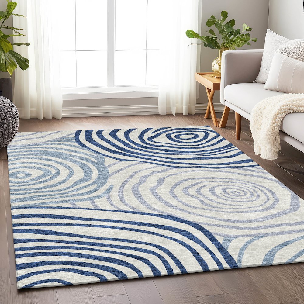 Premium Machine Washable Mayfield AMF765 Blue 8' x 10' Rug