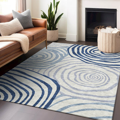 Premium Machine Washable Mayfield AMF765 Blue 8' x 10' Rug