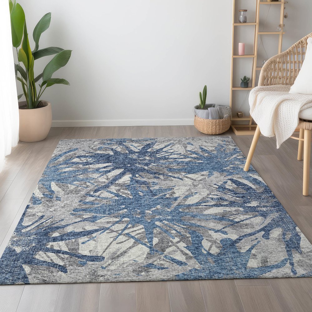 Premium Machine Washable Mayfield  Blue 8' x 10' Rug