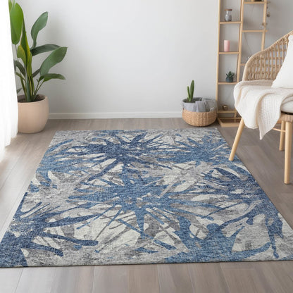 Premium Machine Washable Mayfield  Blue 8' x 10' Rug