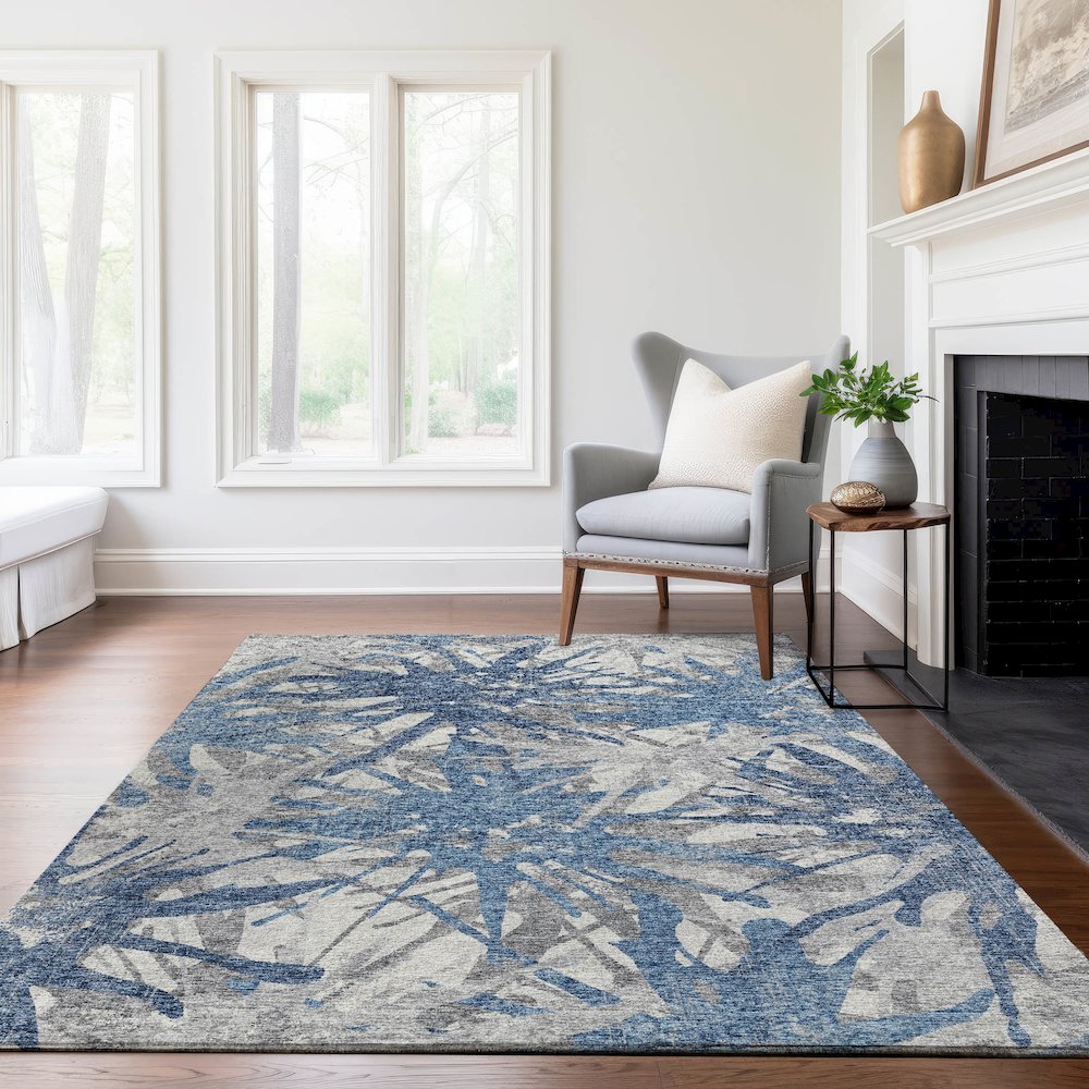 Premium Machine Washable Mayfield  Blue 8' x 10' Rug