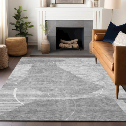 Premium Machine Washable Mayfield AMF805 Gray 8' x 10' Rug