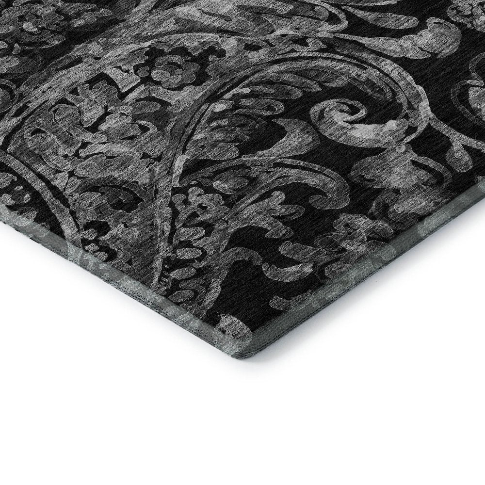 Premium Machine Washable Mayfield AMF835 Black 3' x 5' Rug