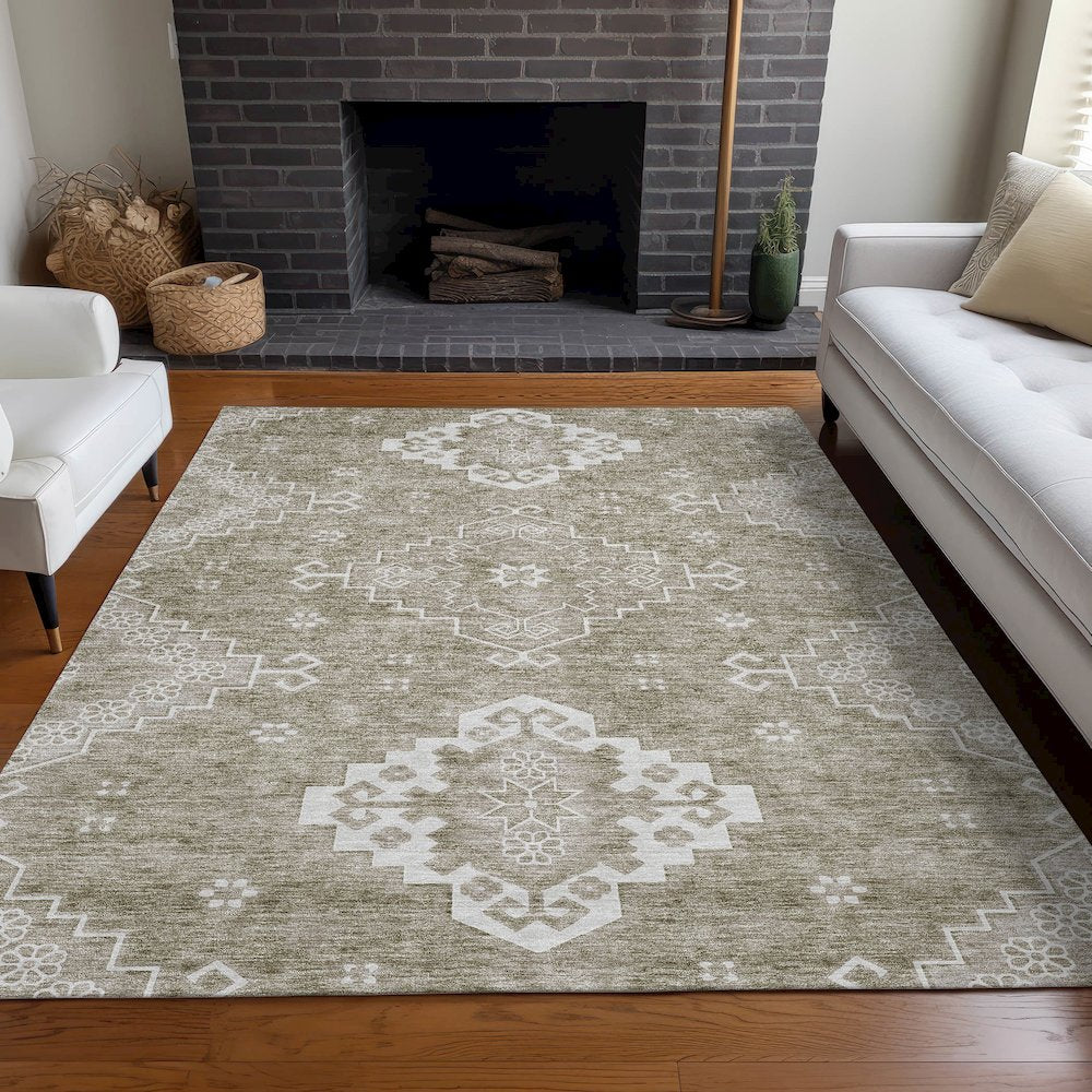 Premium Machine Washable Mayfield AMF847 Taupe 8' x 10' Rug