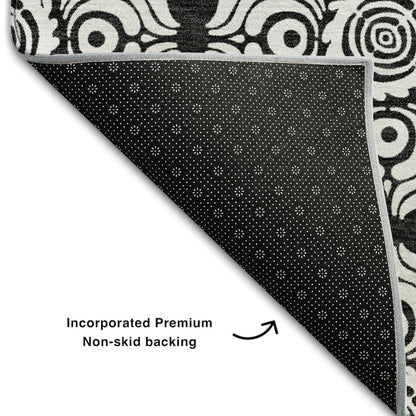 Premium Machine Washable Mayfield AMF854 Black 3' x 5' Rug