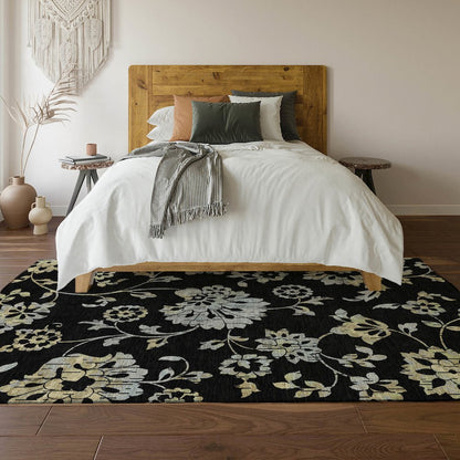 Premium Machine Washable Mayfield AMF856 Black 8' x 10' Rug