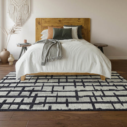 Premium Machine Washable Mayfield AMF872 Black 8' x 10' Rug