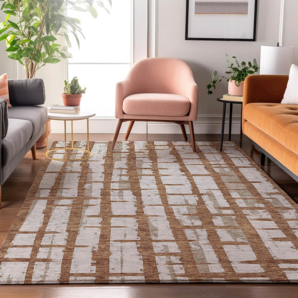 Premium Machine Washable Mayfield AMF872 Paprika 8' x 10' Rug
