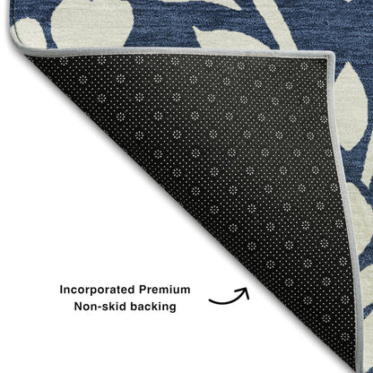 Premium Machine Washable Mayfield AMF875 Navy 3' x 5' Rug