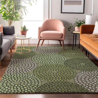 Premium Machine Washable Mayfield AMF882 Olive 8' x 10' Rug