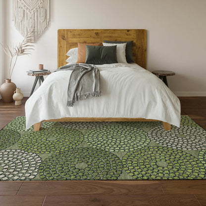 Premium Machine Washable Mayfield AMF882 Olive 8' x 10' Rug