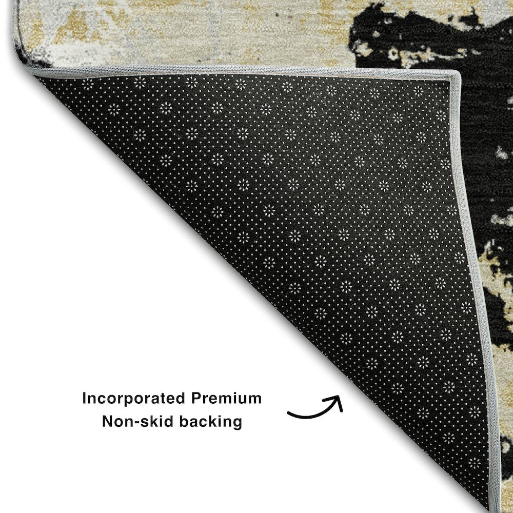 Premium Machine Washable Mayfield AMF885 Black 3' x 5' Rug