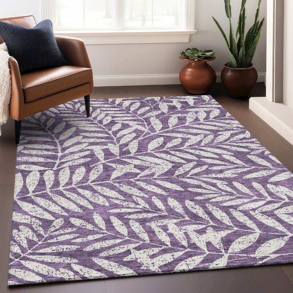 Premium Machine Washable Mayfield AMF899 Purple 8' x 10' Rug
